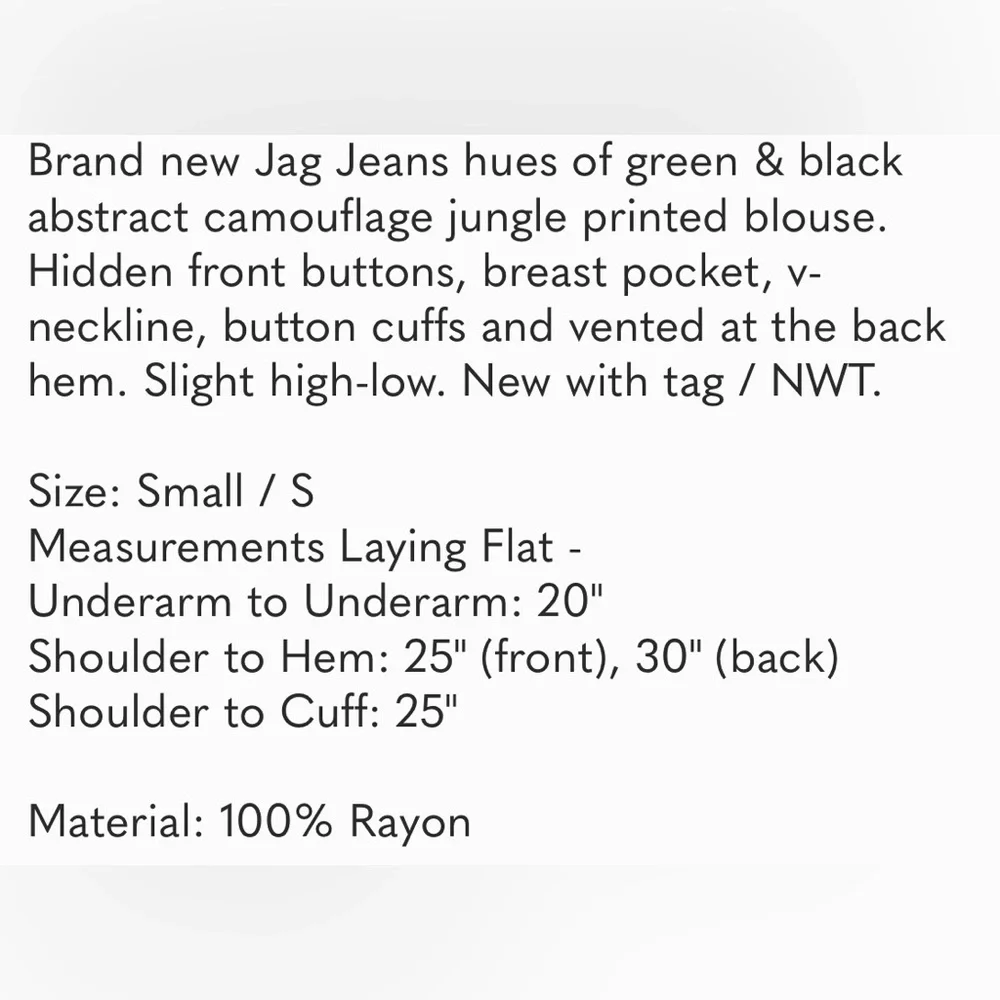 NWT JAG Camo Roan Shirt S - Picture 2 of 6